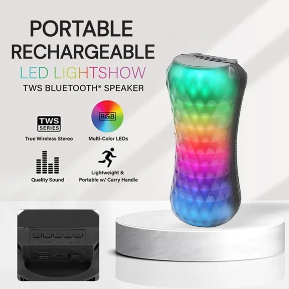 DUAL 3" Portable Rechargeable MultiColor LED Party Light 2500W Bluetooth Speaker