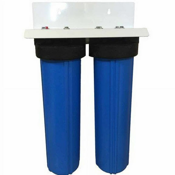 DUAL BIG BLUE WATER FILTERS HOUSING 4.5" X 20" 1"NPT