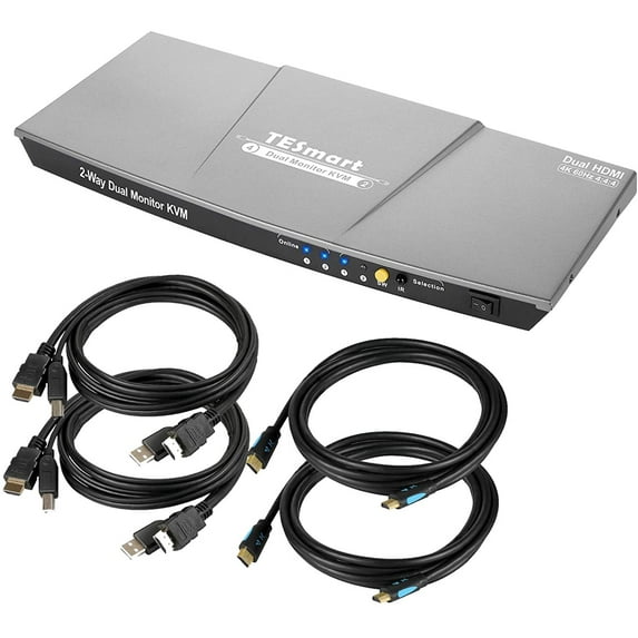 DUAL MONITOR 2-PORT KVM – HDMI + HDMI – 4K 60HZ UHD – AUDIO OUTPUT & USB SHARING – 4X2