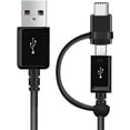 thumbnail image 1 of DUAL USB-C + MicroUSB Switch Cable Compatible with Keyboard Game ontroller, SD, TF card reader Provides All Around True USB Fast Quick Charging Speeds! (Black), 1 of 5