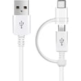 thumbnail image 1 of DUAL USB-C + MicroUSB Switch Cable Compatible with Samsung Galaxy S20 Ultra Provides All Around True USB Fast Quick Charging Speeds! (White), 1 of 5
