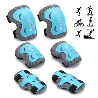 DUALFERV 6Pcs Kids Knee Pads and Elbow Pads Set Impact Resistant Skating Protective Gear for 3-8 Years