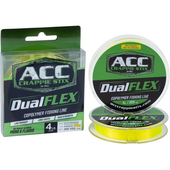 DUALFlex Copolymer Monofilament Fishing Line 4lb 300yd Hi-Vis Chartreuse
