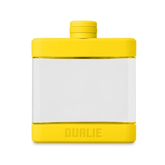 DUALIE 6 oz Hip Flask for Liquor - Undetectable Shatterproof Alcohol Flasks with Clear Tritan Plastic and Silicone Grip - Flask Gift for Men & Women - Yellow