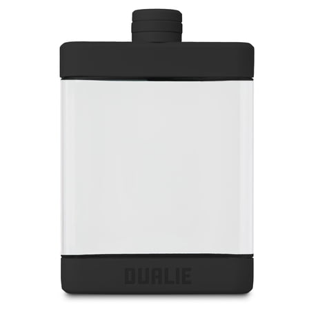 DUALIE 8 oz Hip Flask for Liquor - Undetectable Shatterproof Alcohol Flasks with Clear Tritan Plastic and Silicone Grip - Flask Gift for Men & Women - Black