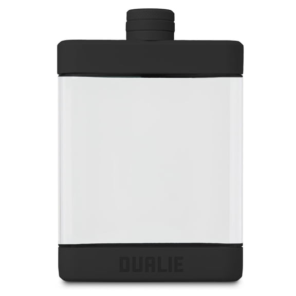 DUALIE 8 oz Hip Flask for Liquor - Undetectable Shatterproof Alcohol Flasks with Clear Tritan Plastic and Silicone Grip - Flask Gift for Men & Women - Black