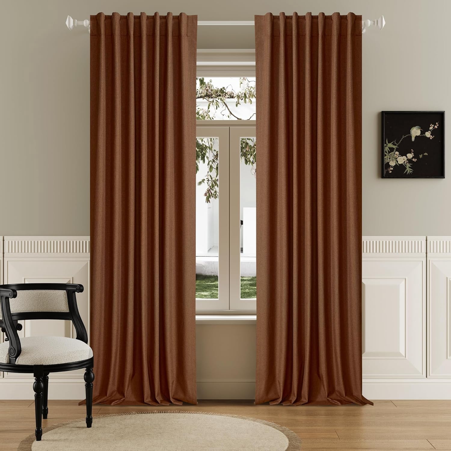 DUALIFE Rust 96 Inch Long Blackout Terracotta Curtains - Extra Wide
