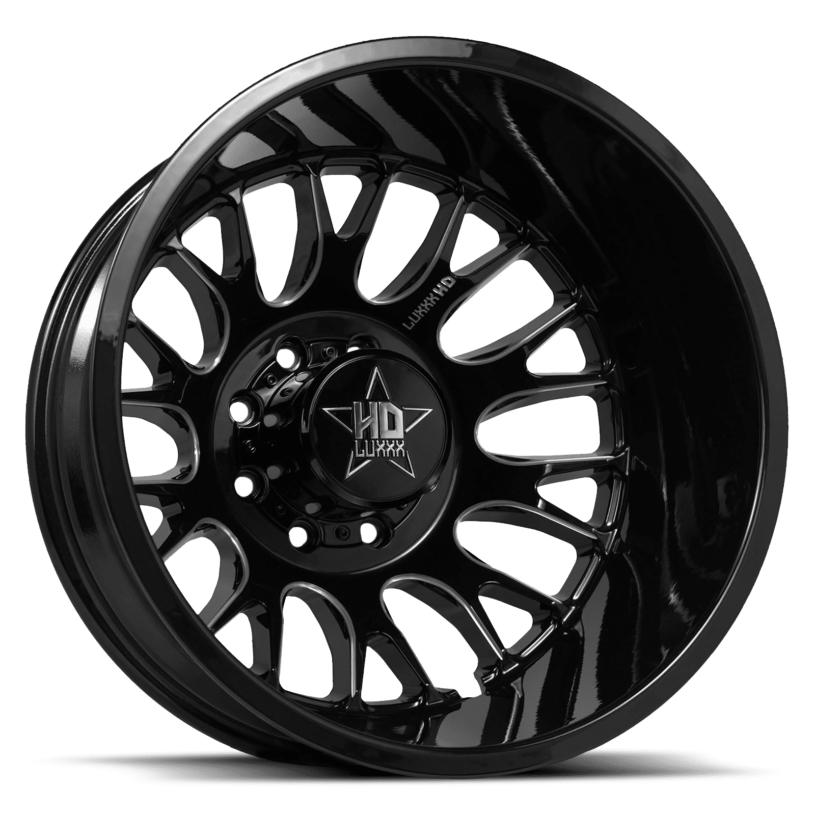 DUALLY HD34 17x6.5 8X200 -140 142 Gloss Black Milled (Rear)