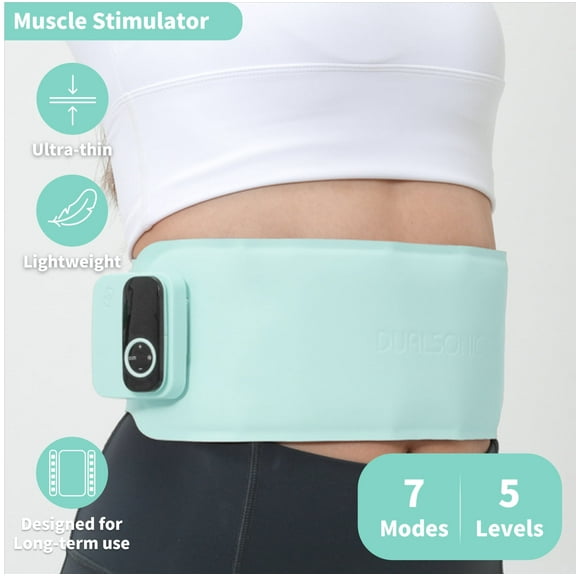 DUALSONIC Fit-Up EMS Belt - EMS Muscle Stimulator for Abs, Home Fitness Device, Workout Equipment for Abdomen Training Exercise, Waist Trimmer, Muscle Toner, Mint