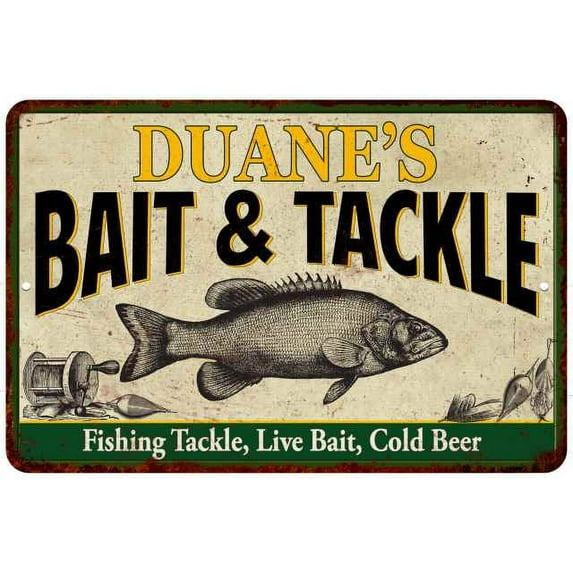 DUANE'S Bait & Tackle Sign 8 x 12 High Gloss Metal 208120016218