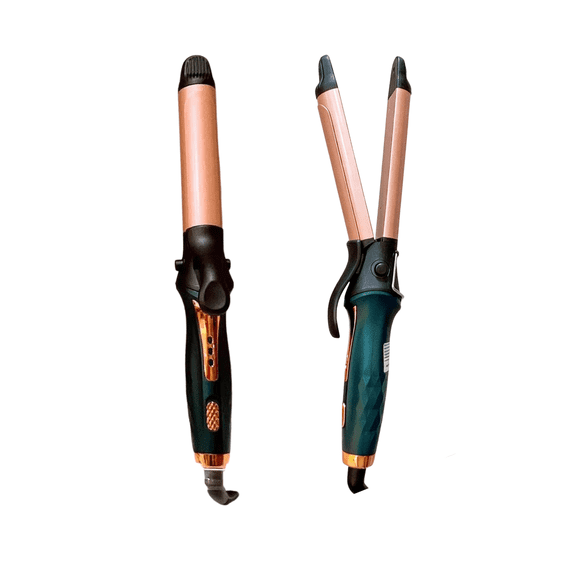 DUANJY 1.18'' 2-in-1 Ceramic Curling Iron and Flat Iron, Professional Salon Hair Straightener & Curler with Anti-Static Technology, 2 Heat Settings, Auto-shutoff, Anti-Scald, Green