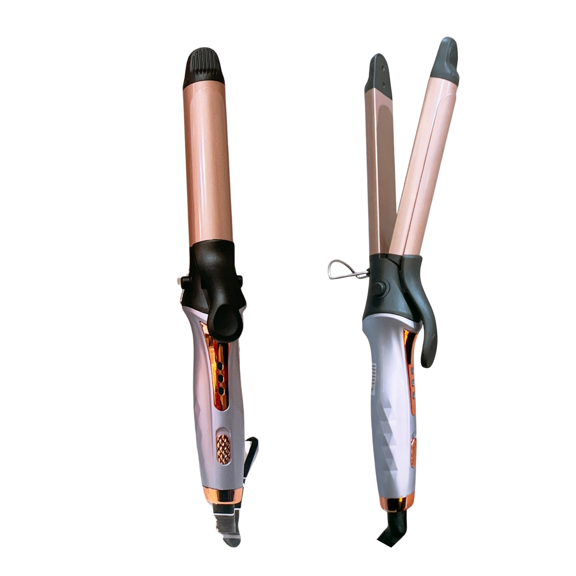 DUANJY 1.18'' 2-in-1 Ceramic Curling Iron and Flat Iron, Professional Salon Hair Straightener & Curler with Anti-Static Technology, 2 Heat Settings, Auto-shutoff, Anti-Scald, Purple