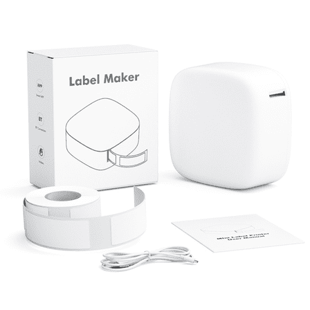 DUANJY Label Maker Machine with Tape, Wireless Small Label Makers,with One 14x30mm Tape, Versatile App for Home Office Organization, Storage & Craft Labeling, White