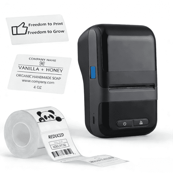 DUANJY 3in Bluetooth Portable Thermal Label Printer, Barcode & QR Code Printer for Small Business, Office & Address, Compatible with Android, iOS & PC, Black