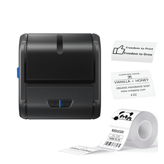 DUANJY Label Makers - Barcode Label Printer, 3 inch Bluetooth Portable Thermal Printer for Office Supplies, Address, QR Code,Small Business, Compatible with Android, iOS & PC, Black