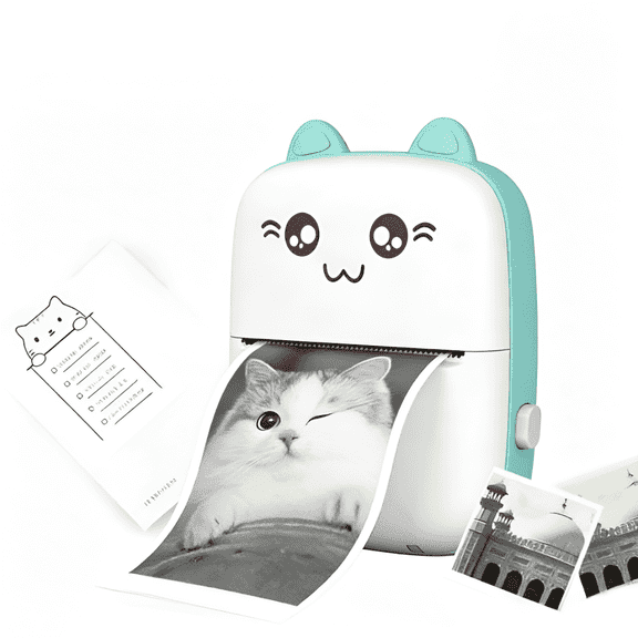 DUANJY Mini Photo Printer & Label Maker, Portable Wireless Pocket Printer for Instant Photos, Study Cards and Organizing, Compatible iOS & Android, Blue
