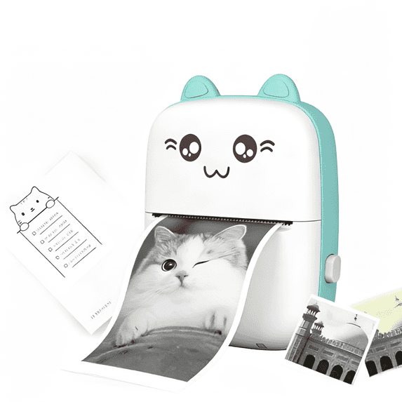 DUANJY Mini Photo Printer & Label Maker, Portable Wireless Pocket Printer for Instant Photos, Study Cards and Organizing, Compatible iOS & Android,Blue
