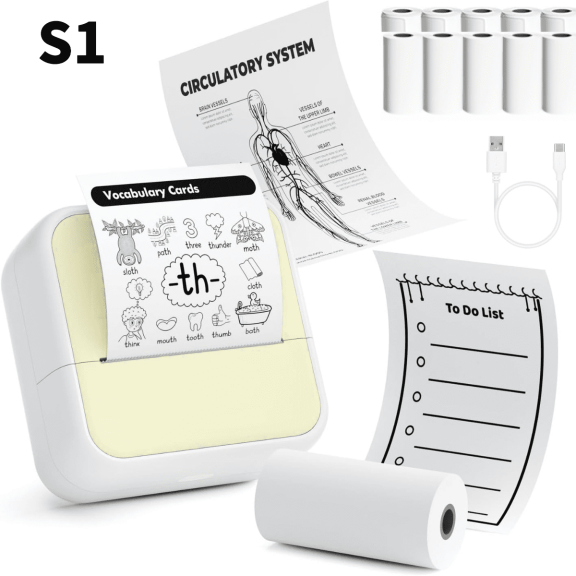 DUANJY Portable Bluetooth Label Makers, 2 inches Barcode Label Printer with 5 Rolls Paper & 5 Rolls Thermal Stickers for Home Office Kitchen, Study, Craft, IOS & Android