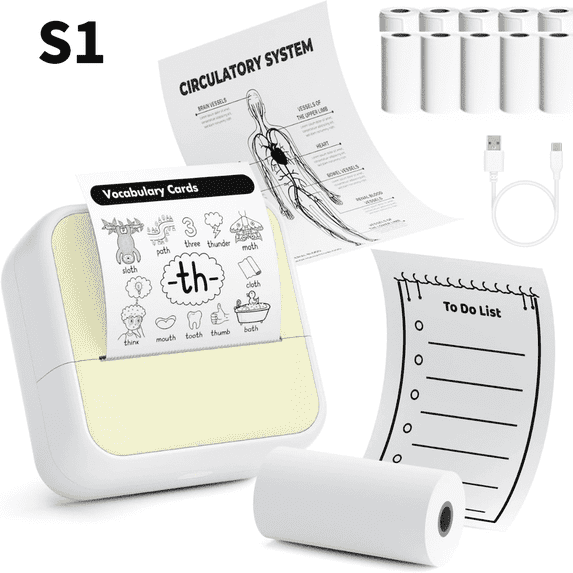 DUANJY Portable Bluetooth Label Makers, 2 inches Barcode Label Printer with 5 Rolls Paper & 5 Rolls Thermal Stickers for Home Office Kitchen, Study, Craft, IOS & Android
