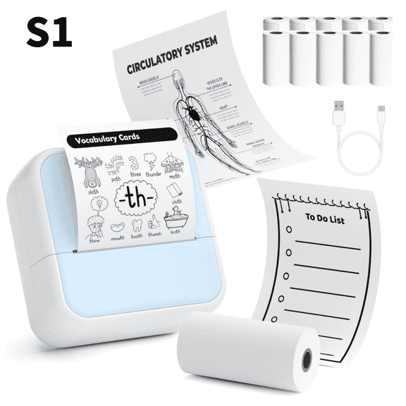 DUANJY Portable Bluetooth Label Makers, 2 inches Barcode Label Printer with 5 Rolls Paper & 5 Rolls Thermal Stickers for Home Office Kitchen, Study, Craft, iOS & Android