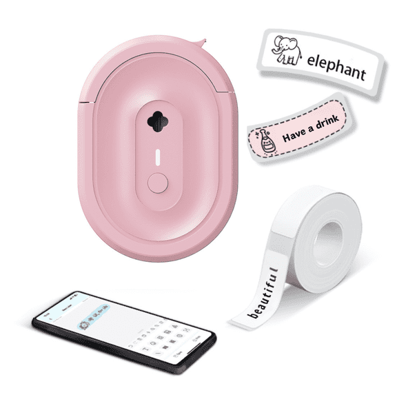 DUANJY Portable Label Maker - Rechargeable Bluetooth Mini Thermal Label Printer, 203 Dpi with 14x40mm Tape, Perfect Organization Tool & Gift for Home, Office, Business (Pink)