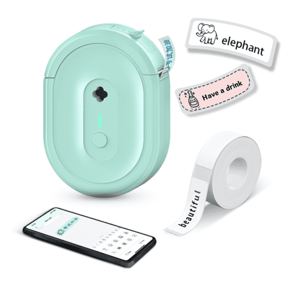 DUANJY Portable Label Maker - Rechargeable Bluetooth Mini Thermal Label Printer, 203 Dpi with 14x40mm Tape, Perfect Organization Tool & Gift for Home, Office, Business (Green)