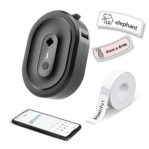 DUANJY Portable Label Maker - Rechargeable Bluetooth Mini Thermal Label Printer, 203 Dpi with 14x40mm Tape, Perfect Organization Tool & Gift for Home, Office, Business (Black)