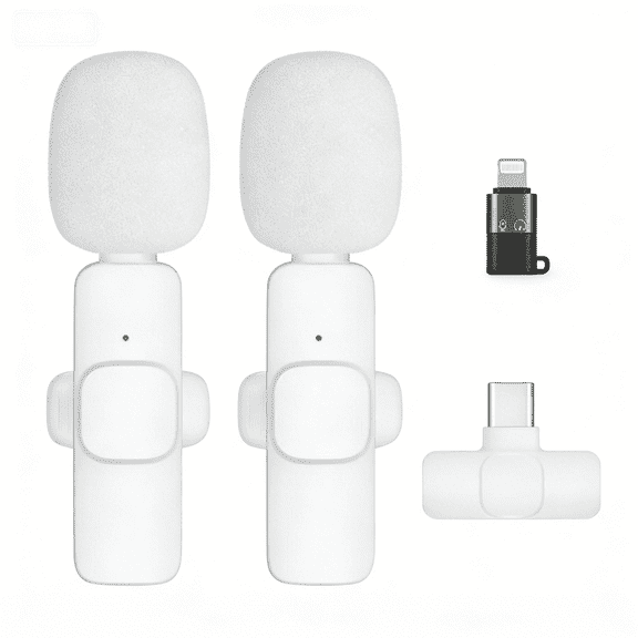DUANJY Wireless Lavalier Microphones for Phone and Android, Portable Mini Mic with Noise Cancellation, Clip Lapel Microphone for Youtube Podcast Interview, White
