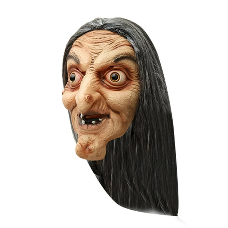 DUAONETS Scary Long Hair Witch Head Covers Old Man Head Covers 