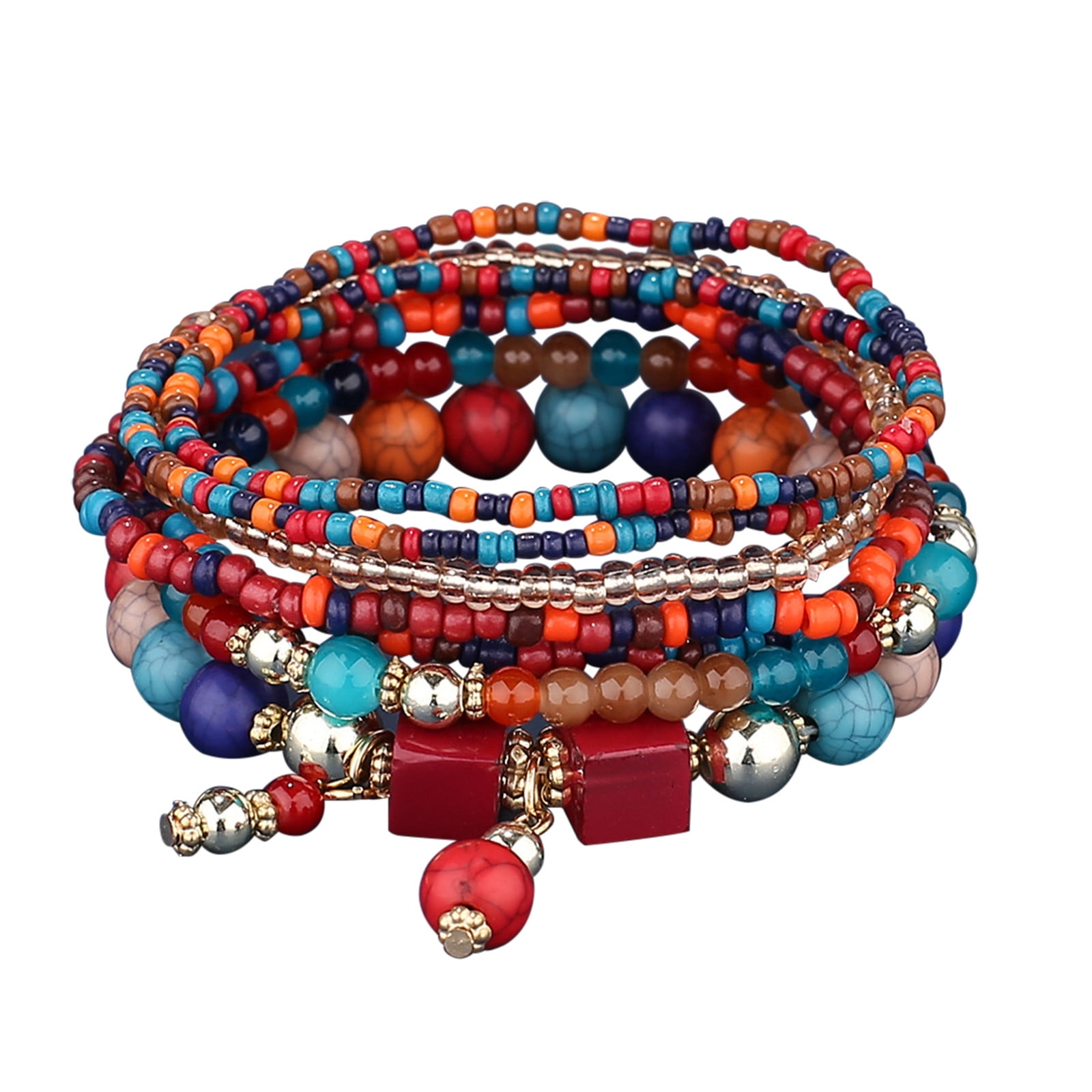 Stackable Bead Bracelets Ladies Mens Stretch Multilayer