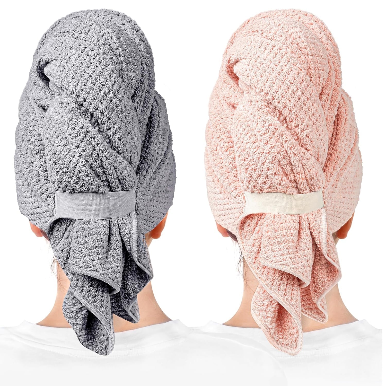 DUBEN 2 Packs Large Microfiber Hair Towels for Women Super Absorbent Quick Dry Hair Towel Wrap for Curly Hair Long Short Hair Anti Frizz Hair Turbans for Wet Hair Walmart