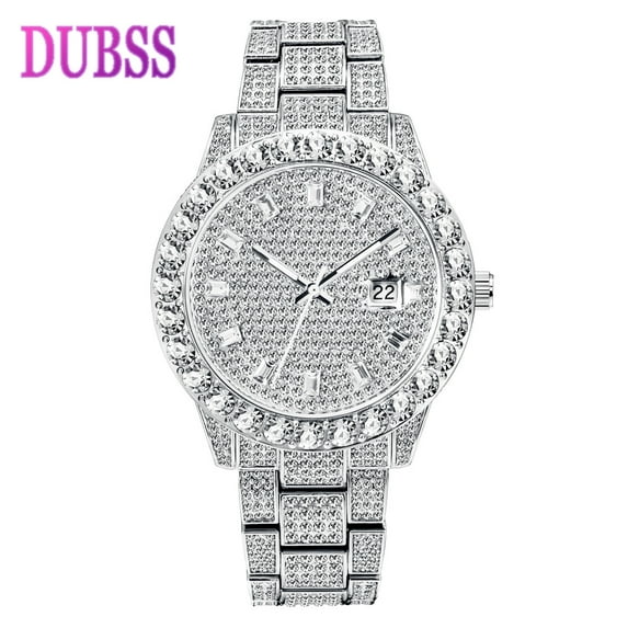 DUBSS DOUBLE DIAMOND BAGUETTE NUMBERS Man ICED OUT WATCH Relogio Masculio