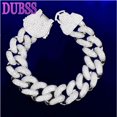 thumbnail image 1 of DUBSS Iced Out Cuban Link Bracelet for Men Locket Clasp Two Tone Real Copper Cubic Zirconia Hip Hop Jewelry, 1 of 5