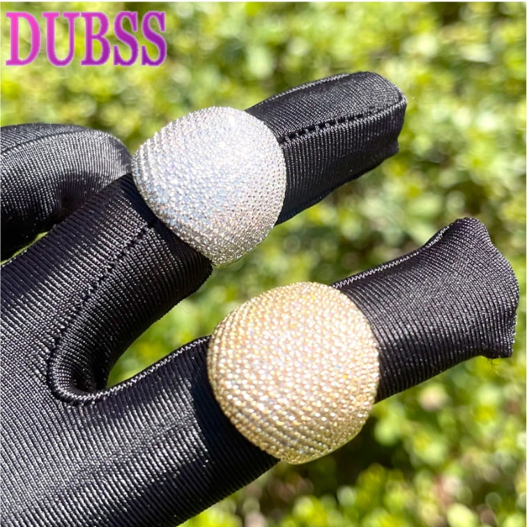 DUBSS Iced Out Men Ring Prong Setting Real Gold Plated Cubic Zirconia Hip Hop Jewelry