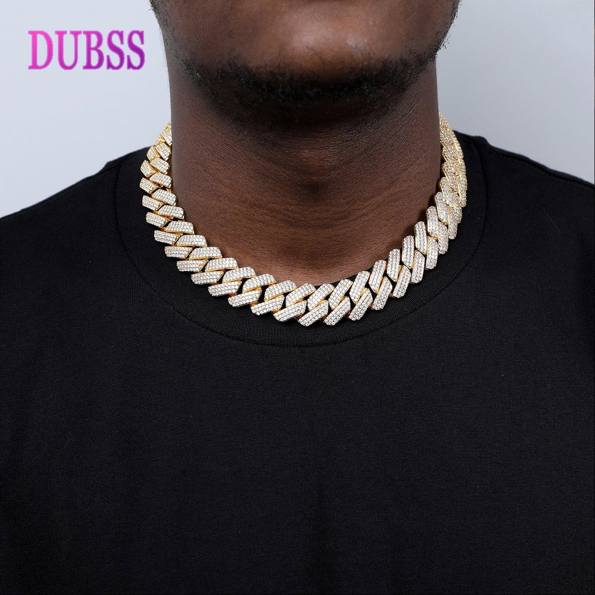 DUBSS Miami Cuban Link Chain for Men Necklace Choker Charms Gold Color Iced Out Fashion Jewelry