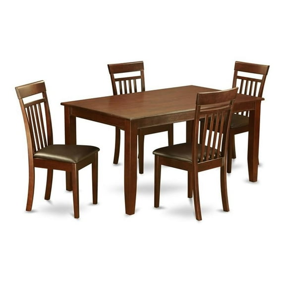 East West Furniture Dudley 5-piece Wood Dining Room Set in Mahogany