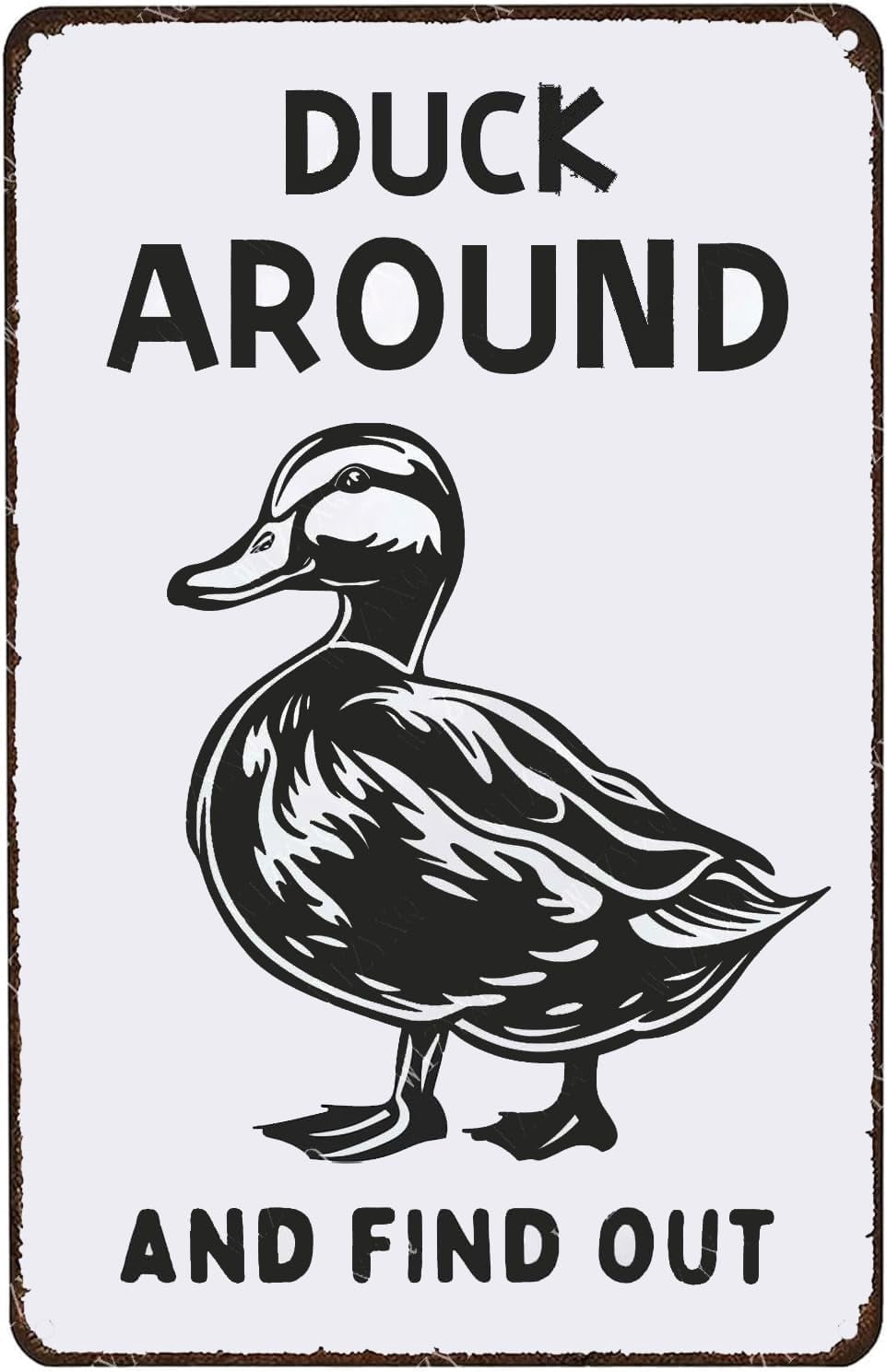 DUCK AROUND AND FIND OUT SIGN Metal Sign 12X8 Inches - Walmart.com