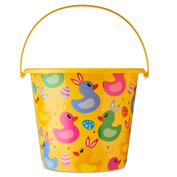 Jumbo Bunny Ducks Plastic Bucket, Multicolor, 11" x 9", Easter by Way To Celebrate