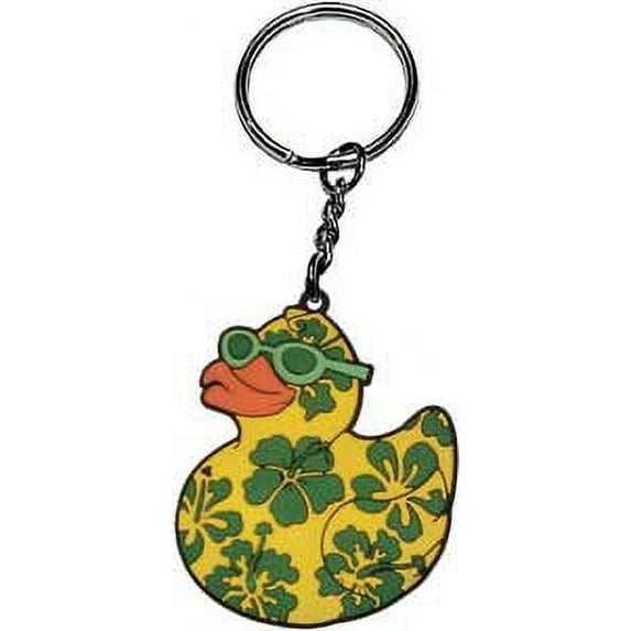 DUCKS HIBISCUS DUCK - Original Artwork 3D Rubber Keychain, Size - 3"
