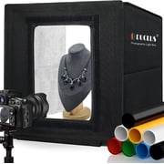 DUCLUS Light Box Photography, 16x16 inch Portable Photo Studio Box with 160 LED Dimmable Lights, 6 PVC & 2 Paper Backdrops for Product Photography