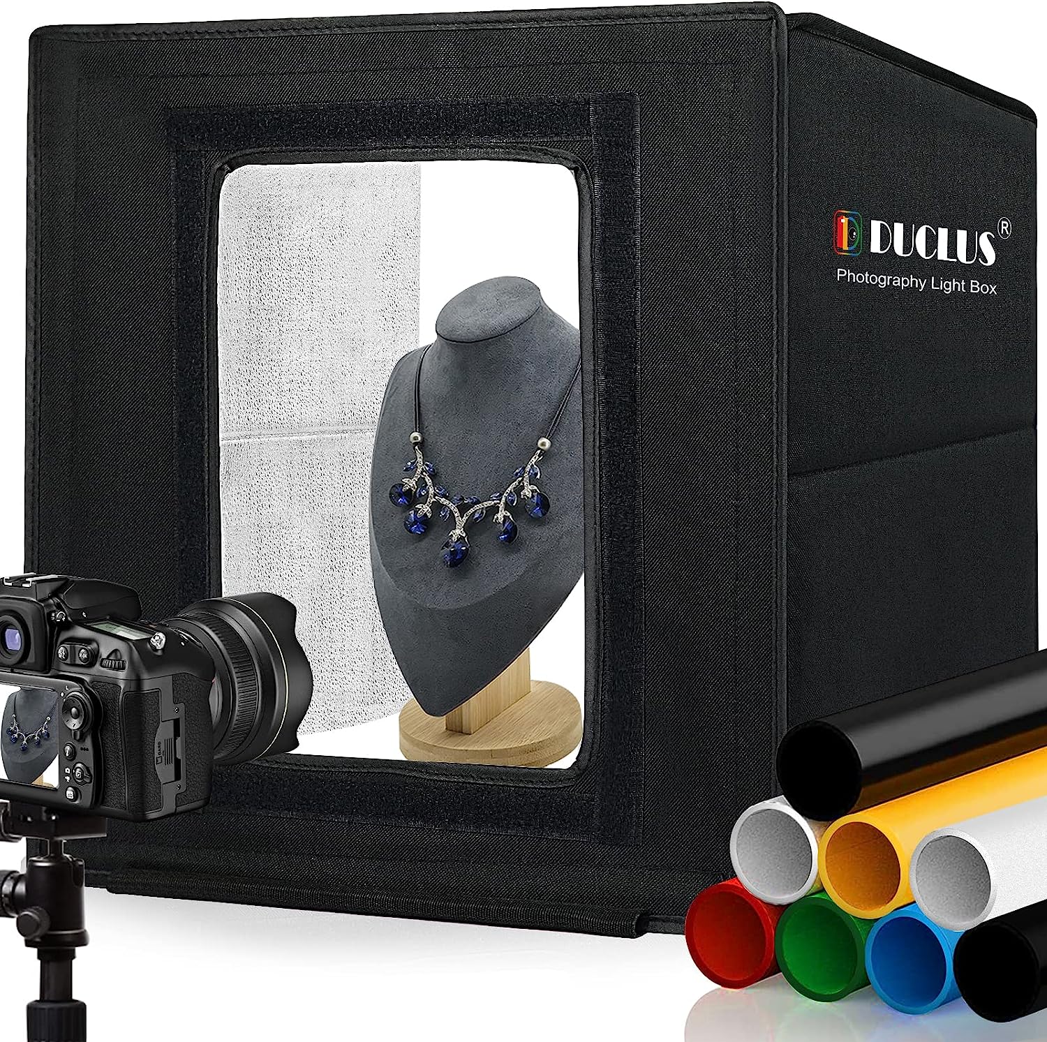 Lightbox Fotografico Portatile LED – Studio Mini Pieghevole Con 6 Fondali E Luci, Per Gioielli E Piccoli Oggetti