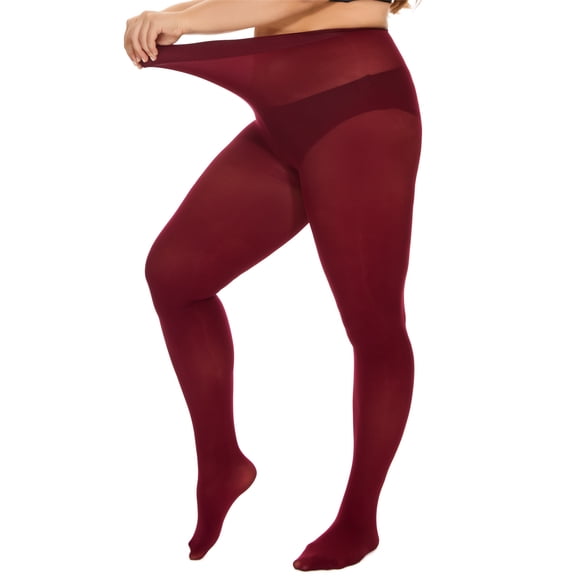 DUCMODA Women's Plus Size High Waist Nylon Tights, Ultra Soft Solid Color Semi-Opaque Stockings, Sizes 1X To 4X
