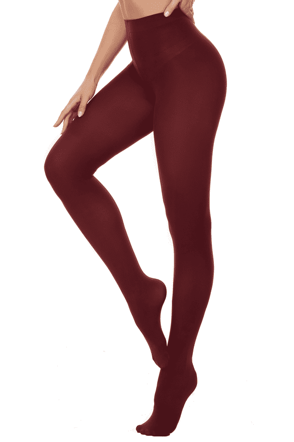Womens 80 Denier Opaque High Waist Tights, Women's Soft Solid Color Footed Pantyhose