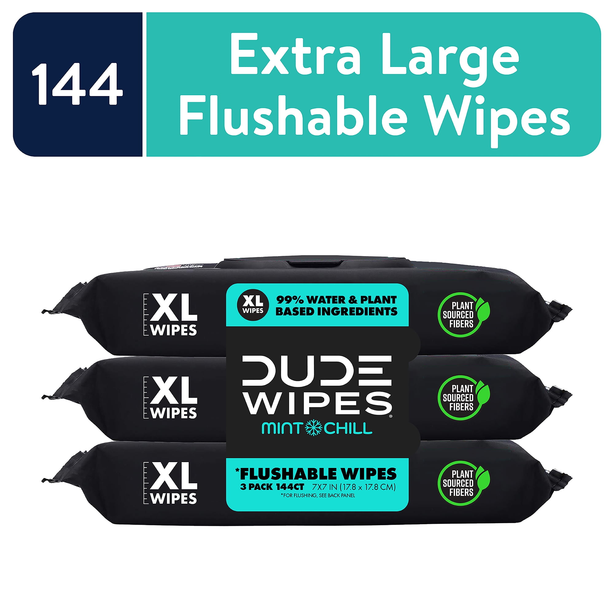 DUDE Flushable Wipes, Mint Chill, 144 Count, 3 Pac