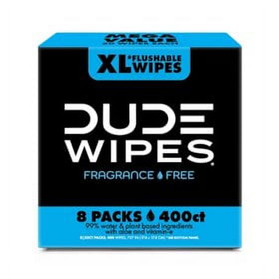 DUDE WIPES XL Flushable Wipes, Fragrance Free, 8 count., 400 wipes .pack of 2