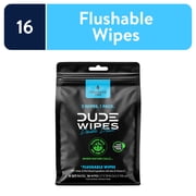 DUDE Wipes Double Deuce, Two-In-One On-The-Go Flushable Wipes, Unscented, 2 Count, 8 Pack 16 Total