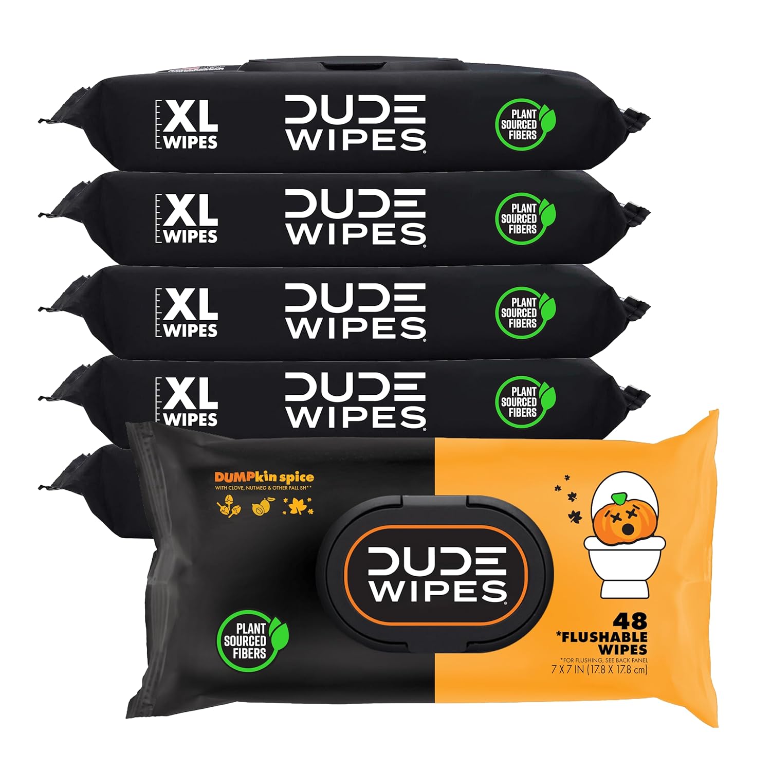 DUDE Wipes - Flushable Wipes - 6 Pack, 288 Wipes - DUMPkin Spice with ...