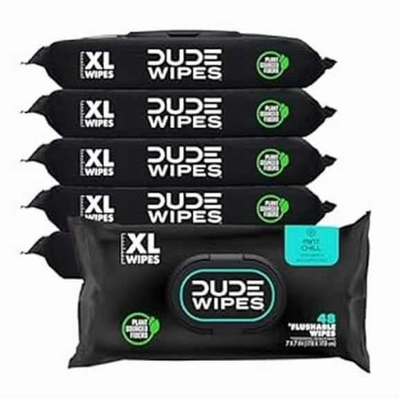 Wipes - Flushable Wipes 6 Pack, 288 Wipes - Mint Chill - Eucalyptus & Tea Tree Oil - Septic and Sewer Safe Cleans Better Than Toilet Paper