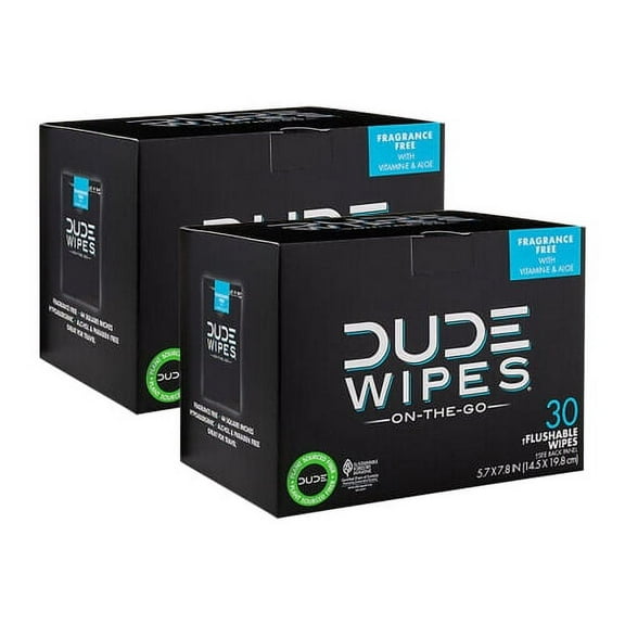 DUDE Wipes Flushable Wipes Unscented Wet Wipes, Individually Wrapped ( 2 Pack )