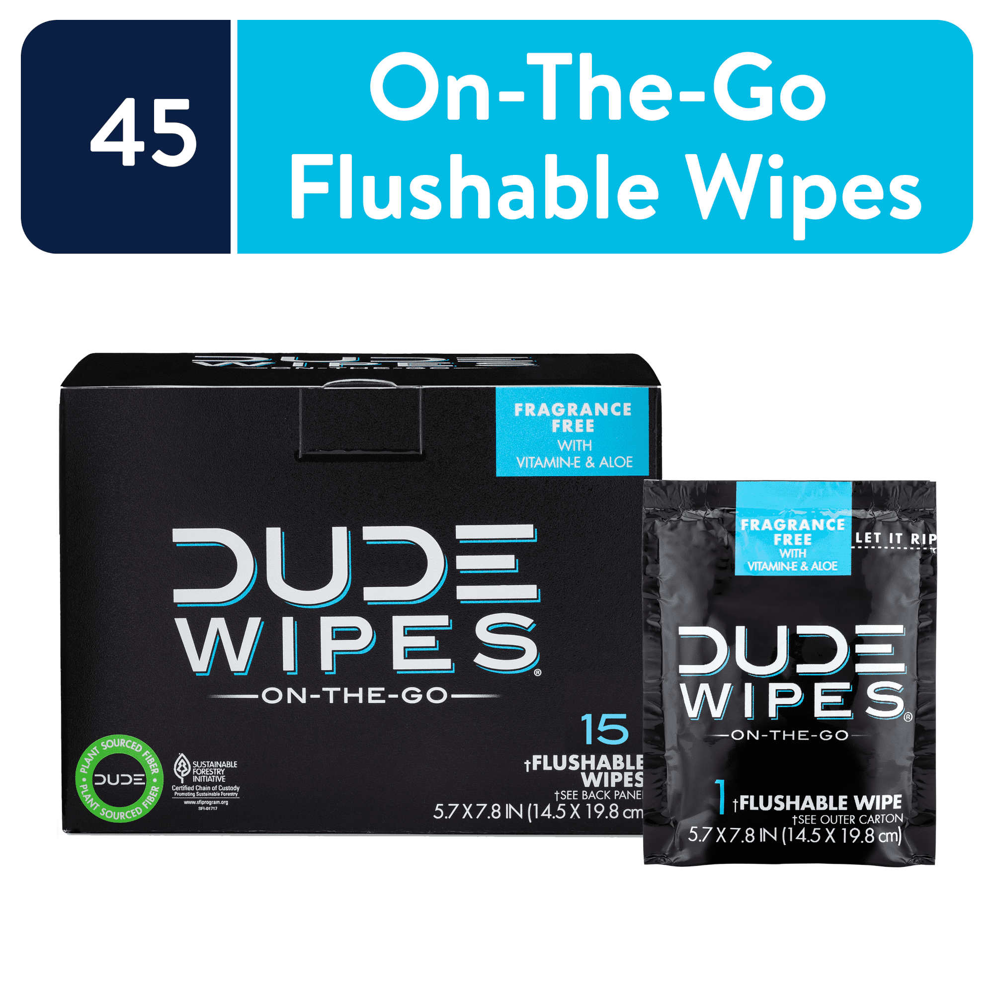 DUDE Wipes Flushable Wipes, Unscented XL OnTheGo Wet Wipes to Use